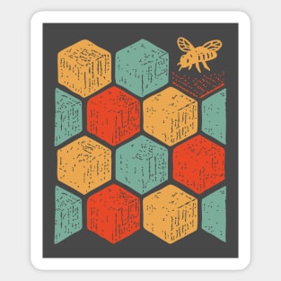 Retro Honeycomb Geometric Bee Pattern Art Sticker